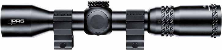 The facts: Tube diameter 30 mm, parallax-free at 50 m. Reticle on glass etched with adjustable red dot. Click-stop adjustment in ¼-inch steps at 100 yards (0.69 cm at 100 m).