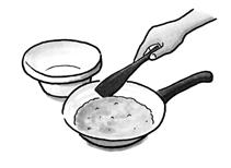 Eiklar und Eidotter mit einem Schneebesen gründlich vermischen. 3. Butter in der Pfanne erhitzen, aber nicht braun werden lassen. 4.