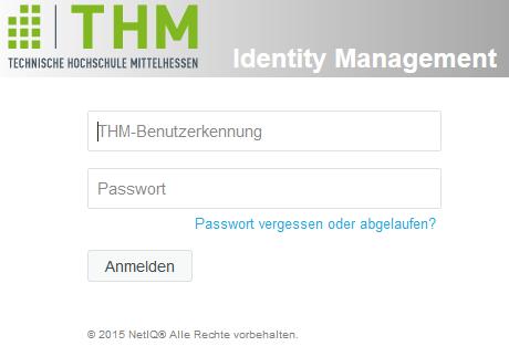 Anmelden am Identity Manager Die Seite https://www.its.thm.