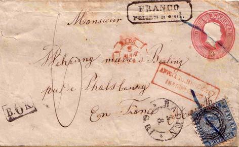 0530 Bei diesem Brief ist es von Interesse, dass er noch gar nicht mit Marken hätte frankiert werden dürfen. (1854.01.06.