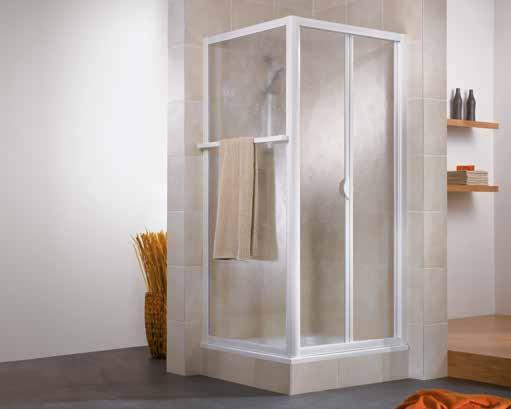 Profile weiß Kunstglas Tropfen hell Höhe 185 cm Drehpunkttür mit Seitenwand Zeitlos schön und zweckmäßig: Der eingerückte Drehpunkt der Tür ermöglicht den