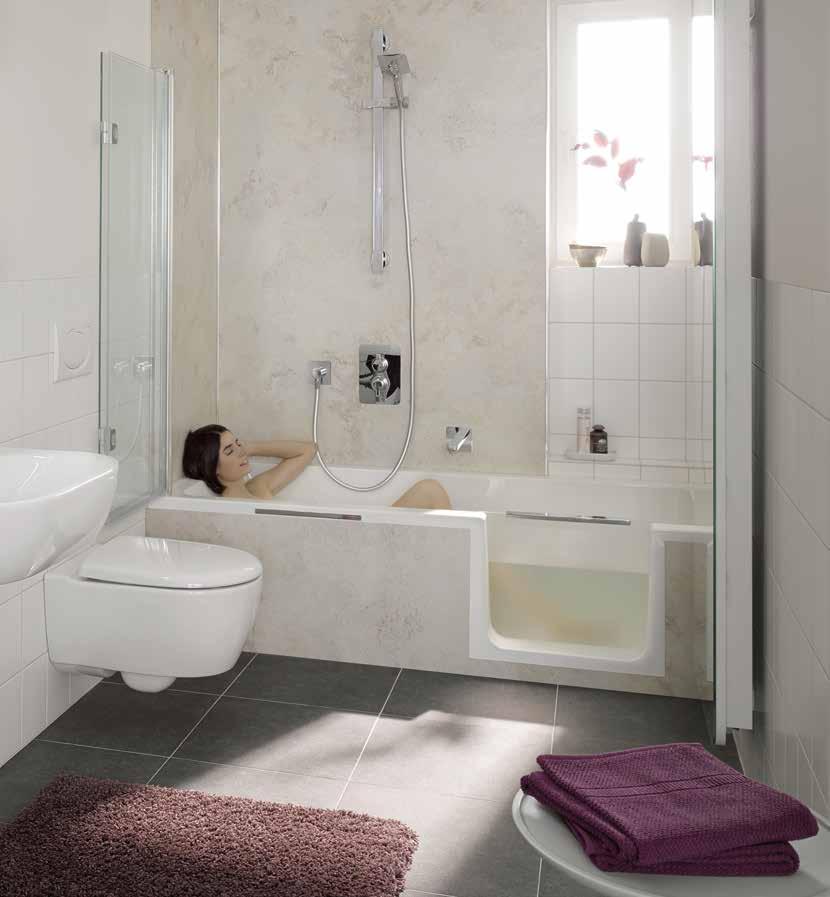 DOBLA Duschen oder Baden alles ist möglich! Entspannung garantiert Sobald die satinierte Dobla-Wannentür eingesetzt ist, kann die Wanne ganz normal befüllt werden.