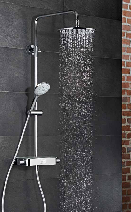 RUND Klassische Form für zeitlose Bäder Shower-Set RS 200 AquaSwitch Thermostat Dieses Shower-Set aus der runden HSK-Designwelt begeistert durch die innovative AquaSwitch-Technik und die bewährte