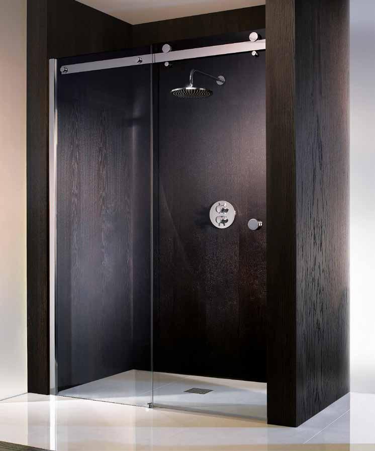 Gleittür Nische, 2-teilig Ideal konstruiert: die optischen Vorzüge einer rahmenlosen Dusche mit den praktischen Möglichkeiten eines Wandprofils.