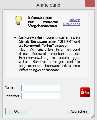 x auf dem ersten SFirm-Arbeitsplatz ist nun abgeschlossen. II. Weiterer Arbeitsplatz 11. Sie können jetzt weitere SFirm-Arbeitsplätzen durchzuführen.