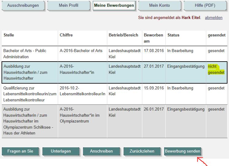 6. Wie übermittle ich die Bewerbung an die Landeshauptstadt Kiel? Über die Schaltfläche Fertigstellen speichern Sie Ihre Bewerbung endgültig ab.