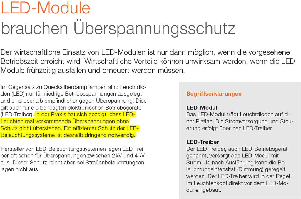 LED Technik Herstellerhinweise zum Überspannungsschutz Quelle: OSRAM; https://www.osram.
