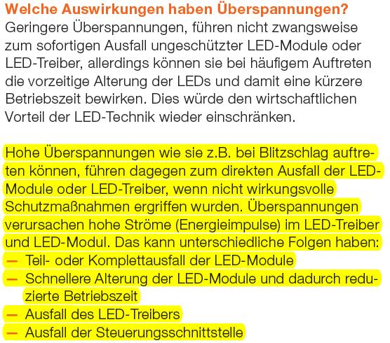 LED Technik Herstellerhinweise zum Überspannungsschutz Quelle: OSRAM; https://www.osram.