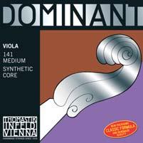 VIOLA STRINGS The DOMINANT string is a highly flexible, multistrand synthetic core string for tonal warmth and feel of gut and is impervious to changes in humidity, allowing for stable intonation and