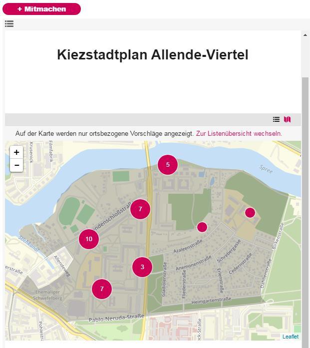 Kiezstadtplan Allende-Viertel Ziel: kollaborative Visualisierung von Lieblingsorten