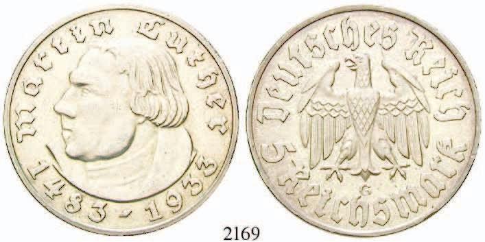 2168 5 Reichsmark 1933, F. Luther. J.353.
