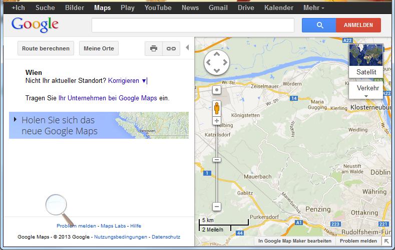 Startet man den Dienst zum ersten Mal sollte man den 1 aktuellen Standort mittels Korrigieren festlegen. 1 1. Benutzeroberfläche Die Ansicht ist von Google Maps ist zweigeteilt.