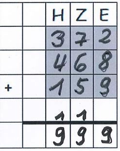 Warum kann man die Summe 1000 mit drei Summanden nicht erreichen? Für die drei dreistelligen Zahlen werden alle Ziffern von 1 bis 9 genau einmal verwendet.