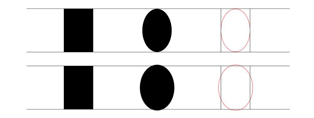 4 Fonttechnologie Abb. 39: Optischer Effekt: Eine ovale Form wirkt kleiner als ein Rechteck gleicher Höhe und Breite. Um dem Rechteck zu entsprechen, muss das O höher und breiter werden.