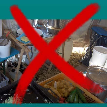 geschlossene Behälter, Glassturz, Verpackungen Lebensmittel (auch im verpackten Zustand) nicht am Boden lagern Keine Südfrüchtekartonagen