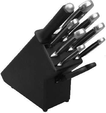 Messerblock, 8-teilig, Buche natur oder Buche schwarz, bestückt mit Messern der Serie Alpha. Ohne Abbildung: Block 6-teilig. Art. Nr.