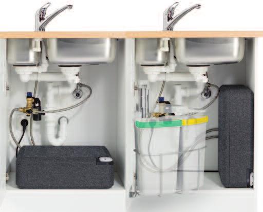 Der Modesto Wasserspeicher bietet den Komfort einer herkömmlichen Kalt/Warm- Hochdruck-Installation, auch wenn nur ein Kaltwasseranschluss in der Küche zur Verfügung steht.