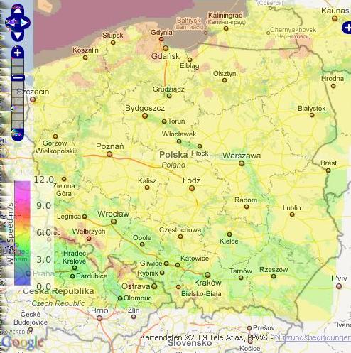 Polen Windpotential III Potentialkarte 5-stufig, gleitend Quelle: Internet Landfläche: Maximalwert Minimalwert Potentialabstufung Wertebereich