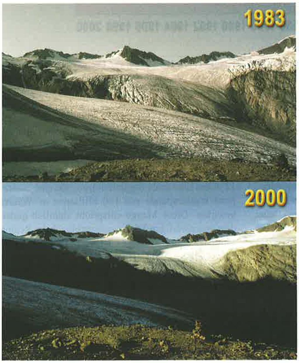Die Reserveänderung geht vor allem auf das Konto der negativen Massenbilanzen der Gletscher über diesen Zeitraum. Nach den aktuelleren Daten von SCHWARB et al.