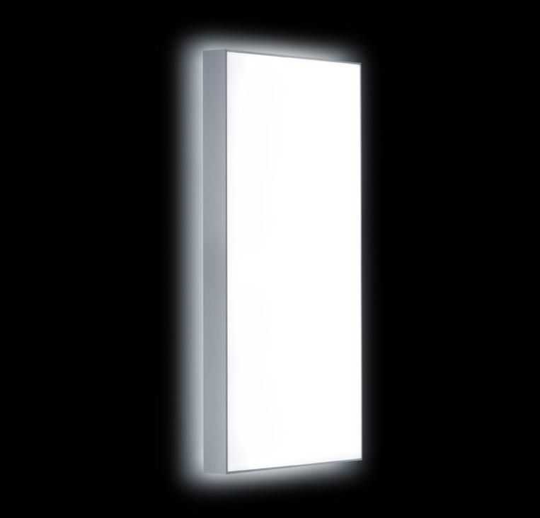 CLEAR Wand- und Deckenleuchte Abgesetzter Leuchtenkörper Oberfläche silbergrau / weiß Abdeckung opal für homogene Ausleuchtung Lichtverteilung direkt/indirekt für zusätzliche Akzentuierung an der