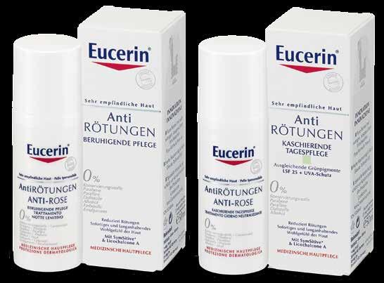 Eucerin AntiRötungen beruhigende Pflege oder kaschierende Tagespflege Beruhigt sehr empfindliche und gerötete Haut sofort und