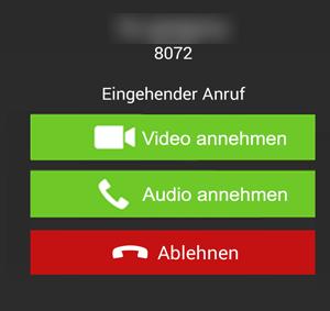 Anrufe in der One Net-App Wählen Sie eine der folgenden Optionen aus: Audio annehmen um den Anruf anzunehmen und mit dem Anrufer zu sprechen.