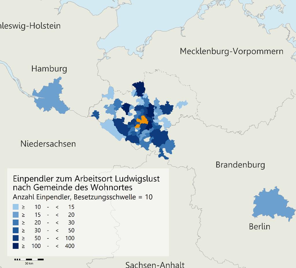 5. Arbeitsmarkt Einpendler in die Stadt Ludwigslust 2014 Einpendler 2014: 3.381 2008: 4.066 Auspendler 2014: 2.846 2008: 2.532 Beschäftigte am Arbeitsort 2014: 5.