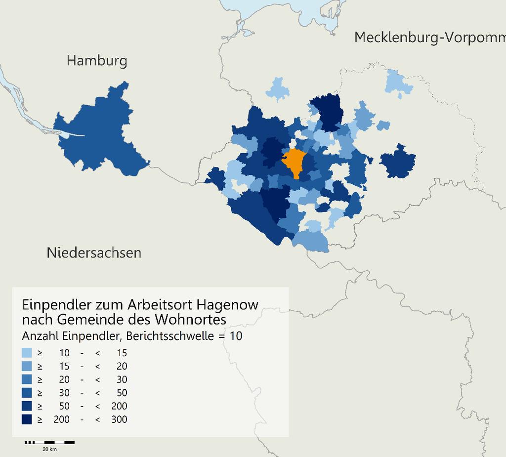 5. Arbeitsmarkt Einpendler in die Stadt Hagenow 2014 Einpendler 2014: 3.646 2008: 3.430 Auspendler 2014: 2.742 2008: 2.780 Beschäftigte am Arbeitsort 2014: 5.