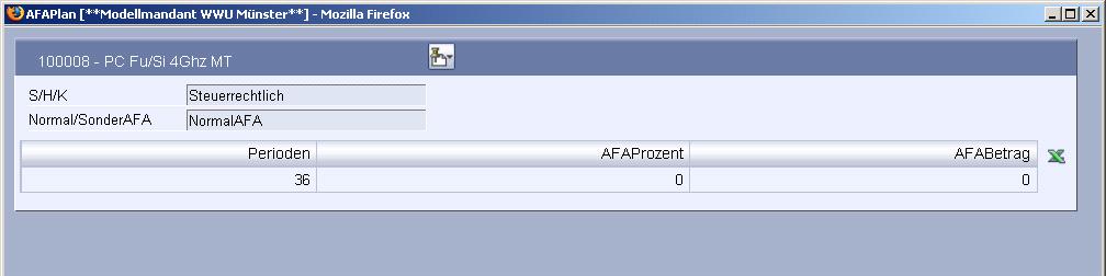 3 MACH Web Anlagen auswerten Den AFA-Plan können Sie über das Registerblatt AFARegeln einsehen, in dem Sie ganz rechts im Detailbereich auf das Symbol i