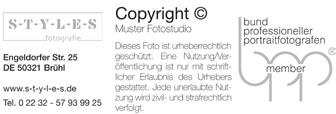 Copyright 9,6 x 3,3 cm mit individueller Studioadresse und bpp