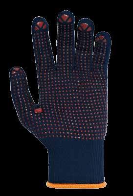 112 << Strickhandschuhe mit Noppen 1945 Grobstrickhandschuhe Baumwolle/ Nylon 1946 Feinstrickhandschuhe Baumwolle/ Nylon mit einseitig aufgebrachten roten PVC-Noppen auf den Handinnenflächen,