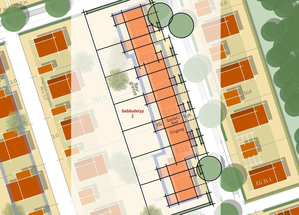 Ausschnitt Zentrales Quartier am Lohberg Corso (WA 4) Bebauungsvorschläge Bebauungsmöglichkeiten für die städtebaulich