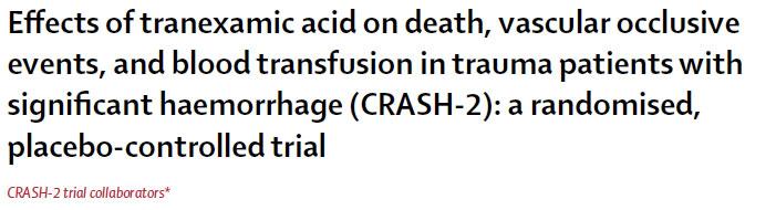 Cyclokapron könnte Blutverlust minimieren 20211 Patients, RCT Placebo vs Tranexamic Acid All-cause mortality significantly lower under Tranexamic acid (1463 [14.5%] vs 1613 [16.