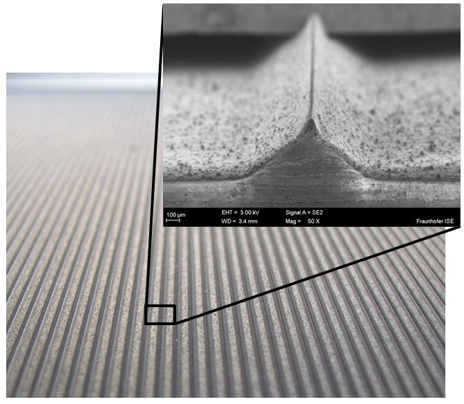 Innovative Technologieansätze Rotationsdruckverfahren: Flexodruck Druckplatte: Lasergravierte Elastomerklischees der Firma ContiTech Lasergravur erlaubt Strukturen bis 5 µm Breite Hohe