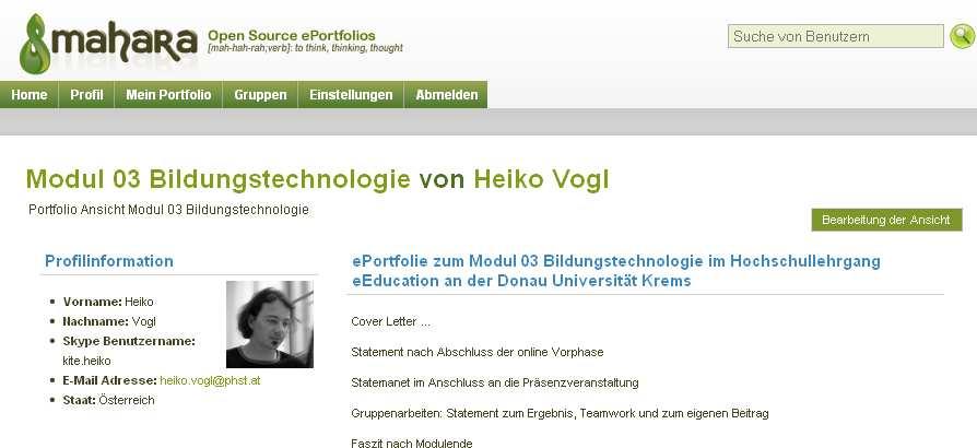 3 Portfolio über den Erasmus-Aufenthalt Angelehnt an das E-Portfolio-Konzept der Hochschullehrganges E-Education an der Donau Universität Krems wurde eine der Bedürfnissen der PHSt angepasstes