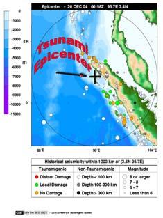 Tsunami Teile der Erdkruste brechen auf vielen Kilometern ein (l = 1500 km im Dezember 2004!