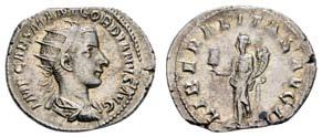 : ROMAE AE - T - ERNAE, Roma sitzt nach links auf Schild, hält Viktoria und Speer, 3,67 g,, C. 314 RIC 70, ss 10156 20 Gordianus III.