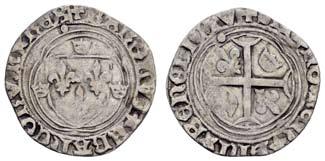 291, vz 37 10377 10377 F 600 Charles V., 1364-80, Franc à pied, ohne Jahr, Av.: stehender König in gotischem Portal zwischen Lilien, Rv.