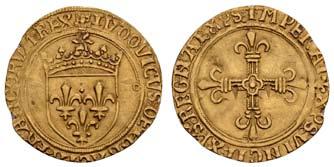 Vierpass jeweils eine Krone, XRS VINCIT etc., leicht wellig, 3,98 g,, Duplessy 369 var. Fried. 291 Lafaurie 378, ss-vz 10379 10379 F 40 Charles VI.