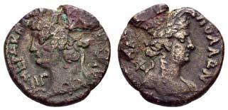 : Gorgoneion, 2,40 g,, SNG France 1356ff, ss Aiolis 10092 10092 F 70 Augustus, 27 v.u.z.-14 u.z., AR Denar, 2-4 u.z., Lugdunum, Av.