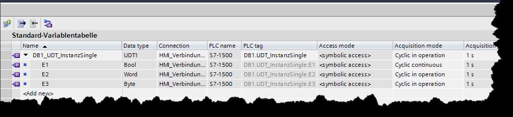 WinCC im TIA Portal Erfassungsart für UDT Elemente Basic Panel 2 nd Comfort Panel Runtime Advanced Runtime Professional Getrennte Erfassungsart für UDT Elemente Durch individuelle Zuweisung der