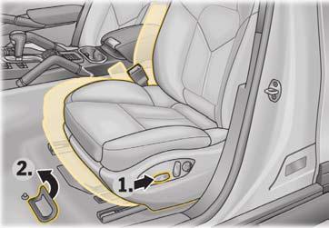 Deaktivierung der passiven Sicherheitssysteme 12-Volt-Batterie abklemmen Sicherstellen, dass kein Fremdstartkabel an das Fahrzeug angeschlossen ist. 1. Fahrersitz wenn möglich in die hinterste Position fahren (-1-).