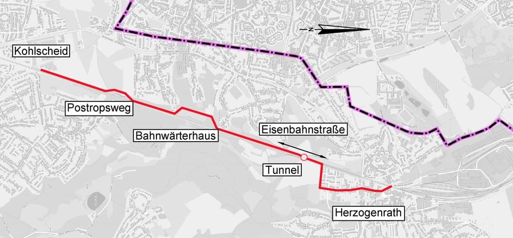 Streckenbeschreibung mit Führungselementen der ausgewählten Variante 84 4.3 Abschnitt Kohlscheid Herzogenrath Abb.