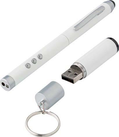 Touch-Screen-Funktion, Laserpointer, LED-Lampe und USB-Verbinder mit Schlüsselkette Maße 15,3 8,7