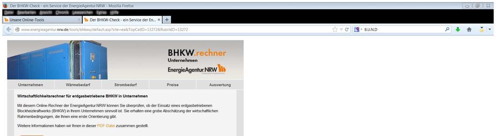 BHKW.rechner für Unternehmen www.energieagentur.nrw.