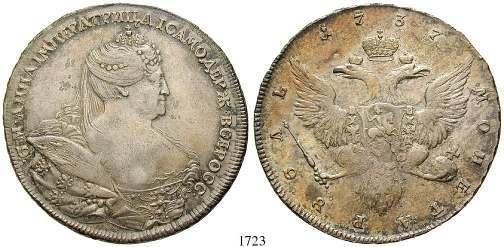 1723 Anna, 1730-1740 Rubel 1737, Moskau. 25,84 g.