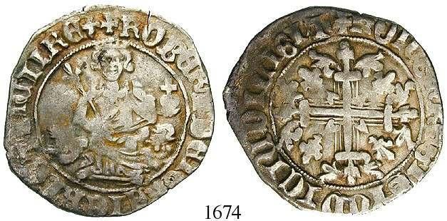 1674 Grosso 1309-1349. 3,91 g. Thronender Regent mit Zepter und Reichsapfel / Blumenkreuz.