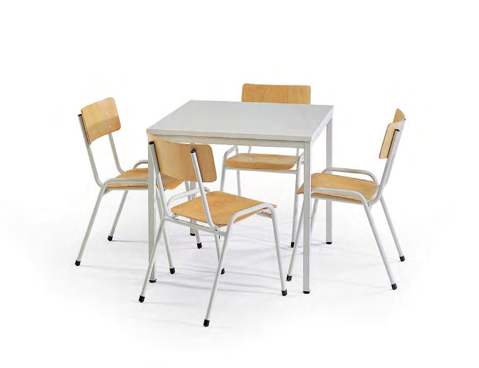 Tisch-Stuhl-Kombinationen bestehend aus: 1 Tisch Länge: 800 Breite: 800 Höhe: 750 4 Stühle der Serie ECO Breite: 475 Tiefe: 535 Höhe: 815 Sitzbreite: 420 Sitzhöhe: 440 Sitztiefe: 400