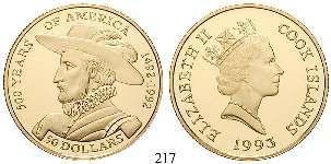 vz 360,- 212 50 Dollars 1992. 500 Jahre Amerika - Ferdinand und Isabella.