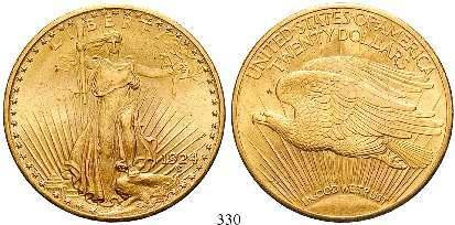 Großer Kudu. Gold. 3,88 g fein. Friedb.7; KM 26. PP 245,- 330 20 Dollars 1924, Philadelphia.